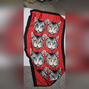 Red Cat Face Scarf with Black Border